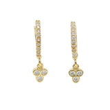 Three Stone Dangle Charm Earrings Vermeil 925 Sterling Silver