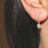 Three Stone Dangle Charm Earrings Vermeil 925 Sterling Silver