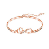 Double Heart Bracelet for Women, CZ Silver Bangle, Gift for Her