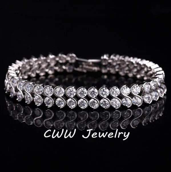 CWWZircons Double Row CZ Bracelet for Women