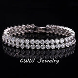 CWWZircons Double Row CZ Bracelet for Women