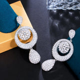 CWWZircons Dangle Water Droplets CZ Earrings for Brides CZ530