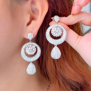 CWWZircons Dangle Water Droplets CZ Earrings for Brides CZ530