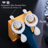 CWWZircons Dangle Water Droplets CZ Earrings for Brides CZ530
