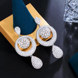 CWWZircons Dangle Water Droplets CZ Earrings for Brides CZ530