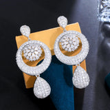 CWWZircons Dangle Water Droplets CZ Earrings for Brides CZ530