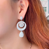 CWWZircons Dangle Water Droplets CZ Earrings for Brides CZ530