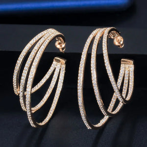 CWWZircons Triple Hoop Earrings CZ581