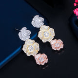 CWWZircons Cluster Flower Dangle Earrings CZ886