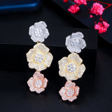 CWWZircons Cluster Flower Dangle Earrings CZ886
