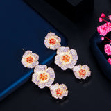 CWWZircons Cluster Flower Dangle Earrings CZ886