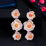 CWWZircons Cluster Flower Dangle Earrings CZ886
