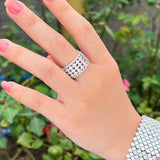 CWWZircons 5 Layers CZ Paved Adjustable Tennis Ring Wedding Party Gift R274