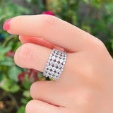 CWWZircons 5 Layers CZ Paved Adjustable Tennis Ring Wedding Party Gift R274