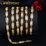 CZ Yellow Square Zirconia Stone Link Chain Necklace Bracelet DIY Jewelry D007