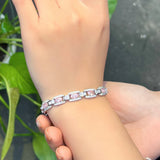 CWWZircons 5A Pink CZ Cuban Chain Link Bracelet for Women CB308