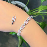 CWWZircons 5A Pink CZ Cuban Chain Link Bracelet for Women CB308