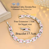 CWWZircons 5A Pink CZ Cuban Chain Link Bracelet for Women CB308