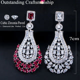 CWWZircons 70mm Red CZ Earrings Vintage Wedding Bridal Party Jewelry CZ664