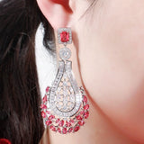 CWWZircons 70mm Red CZ Earrings Vintage Wedding Bridal Party Jewelry CZ664