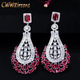 CWWZircons 70mm Red CZ Earrings Vintage Wedding Bridal Party Jewelry CZ664