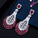 CWWZircons 70mm Red CZ Earrings Vintage Wedding Bridal Party Jewelry CZ664