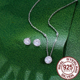 CWWZircons 925 Silver Zircon Stud Earrings Necklace Set