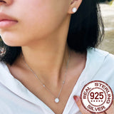 CWWZircons 925 Silver Zircon Stud Earrings Necklace Set