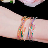 CWWZircons Rainbow CZ Wide Bracelet Bangle for Women BG033
