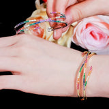 CWWZircons Rainbow CZ Wide Bracelet Bangle for Women BG033