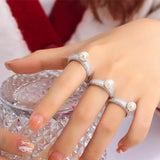 CWWZircons CZ Silver Plated Pearl Rings R270