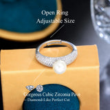CWWZircons CZ Silver Plated Pearl Rings R270