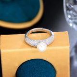 CWWZircons CZ Silver Plated Pearl Rings R270