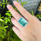 CWWZircons Big Green CZ Rectangle Ring for Women R206