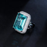 CWWZircons Big Green CZ Rectangle Ring for Women R206