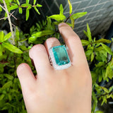 CWWZircons Big Green CZ Rectangle Ring for Women R206