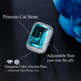 CWWZircons Big Green CZ Rectangle Ring for Women R206