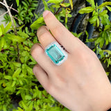 CWWZircons Big Green CZ Rectangle Ring for Women R206