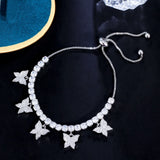 Adjustable CZ Dangle Butterfly Charm Tennis Bracelet