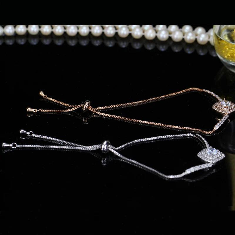 CWWZircons Rose Chain Bracelet With Zirconia
