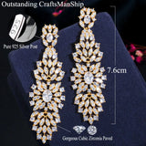 CZ Wedding Prom Jewelry Long Dangling Earrings for Brides