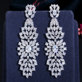 CZ Wedding Prom Jewelry Long Dangling Earrings for Brides