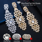 CZ Wedding Prom Jewelry Long Dangling Earrings for Brides