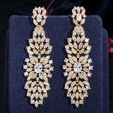 CZ Wedding Prom Jewelry Long Dangling Earrings for Brides