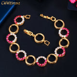 CWWZircons Red Cubic Zircon Chain Bracelet for Women Wedding Jewelry