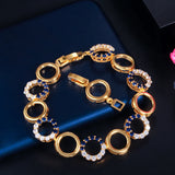 CWWZircons Red Cubic Zircon Chain Bracelet for Women Wedding Jewelry