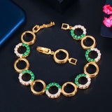CWWZircons Red Cubic Zircon Chain Bracelet for Women Wedding Jewelry