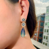 CZ Flower Water Drop Earrings for Women Wedding Bridal Gift