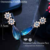 CZ Flower Water Drop Earrings for Women Wedding Bridal Gift