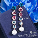 CZ Crystal Dangle Pearl Earrings for Women CZ880
